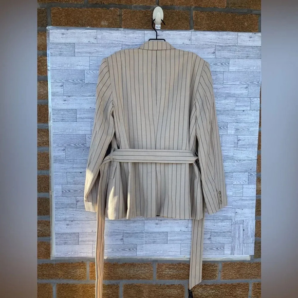 RALPH LAUREN BLACK LABEL Womens Pinstripe Work Two-Button Blazer size 14 - Picture 11 of 17